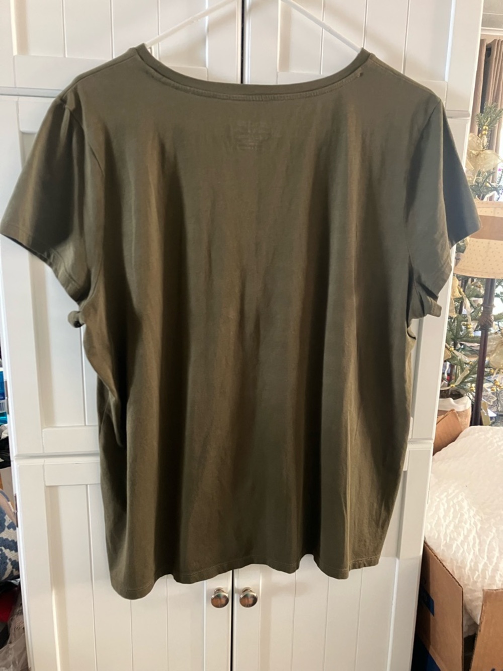 Chico's Olive Green Short Sleeve Crewneck Tee Size 3 - Picture 7 of 7
